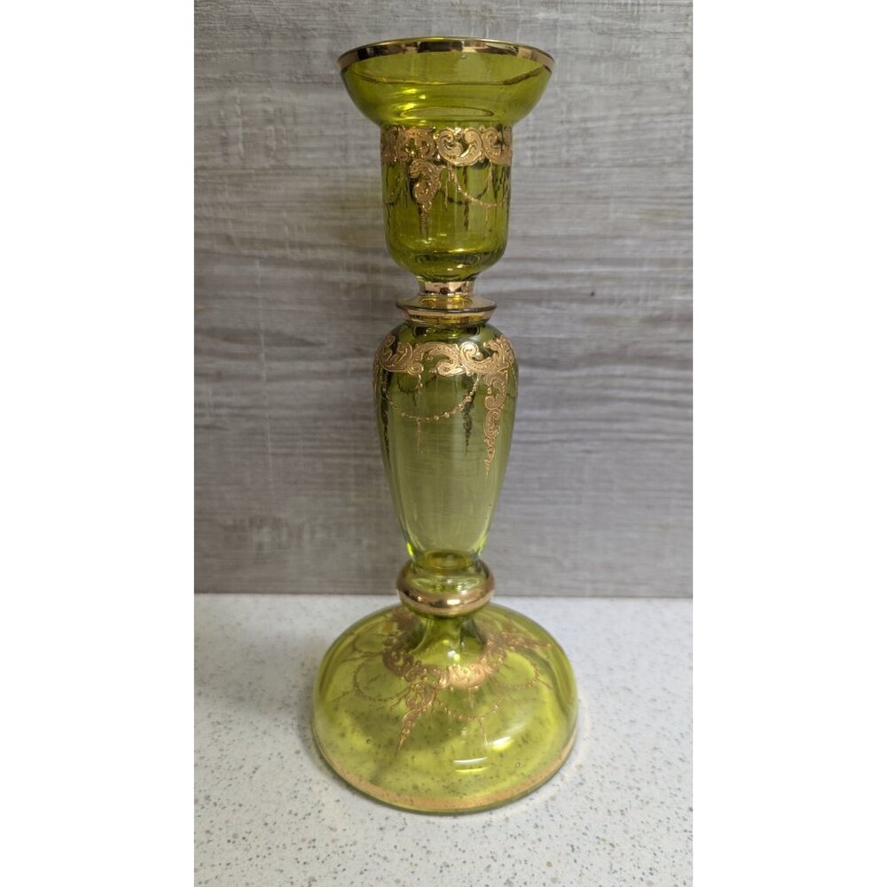 Glass Candlestick Holder (Moser?)